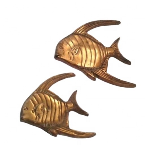 Outdoor Indoor Metal Garden Decorations, Antique Bronze Tropical Fish Sculpture Home Office Bar Wall Decor