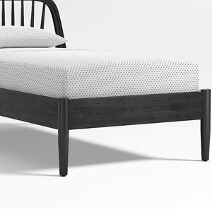 Natural Teak Wooden <b>Bed</b> Frame <b>with</b> Platform Slat System Thick Wooden Legs Stable Corner Joinery and Wide Headboard - Product Image 5