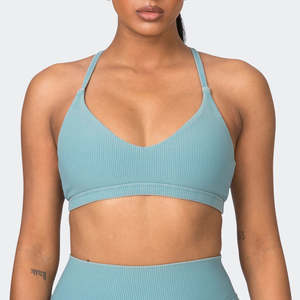 Nesta Sports Soutien-gorge de sport côtelé extensible dans les quatre sens, confortable et tendance, pour la gym et les activités sportives, soutien-gorge de yoga basique léger à double cordon pour femme - Product Image 2
