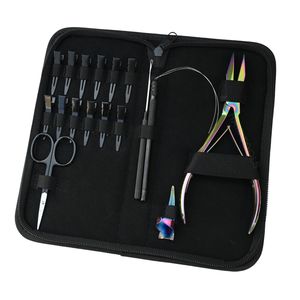 Kit d'outils pour extensions capillaires de salon : Micro-perles, Pince à sertir plate, Crochet de tirage, Ciseaux de coupe de cheveux, Anneau de séparation - Product Image 1