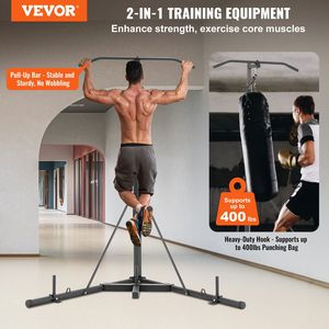 Soporte para saco de boxeo de acero 2 en 1 de alta resistencia, barra de tracción, altura ajustable, estante para sacos de arena de boxeo, capacidad para gimnasio en casa de 400 libras - Product Image 2