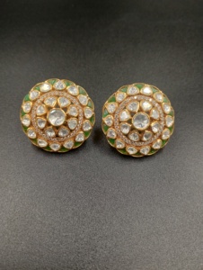 Amaira Jewels Classic Luxury 22k Gold Plated <b>Stud</b> <b>Earrings</b> with Green Enamel Triangular Shape for Women Wedding Jewelry - Product Image 4