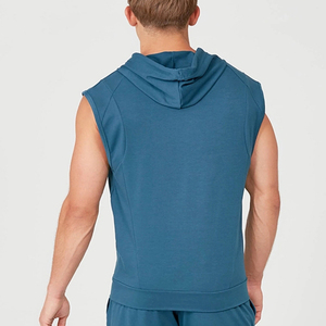 Sudadera con Capucha sin Mangas para Hombre, Color Sólido, Felpa Francesa, Transpirable, Corte Casual, Largo Regular, para Otoño - Product Image 2