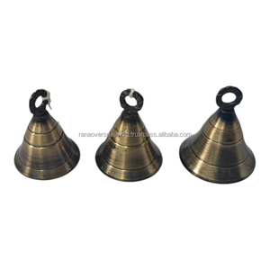 Campanas Colgantes de Latón con Acabado Antiguo, Juego de Campanas Tradicionales para Templo, 3 Piezas, Decoración Navideña para el Hogar, Puerta, Regalo Espiritual para Puja - Product Image 1