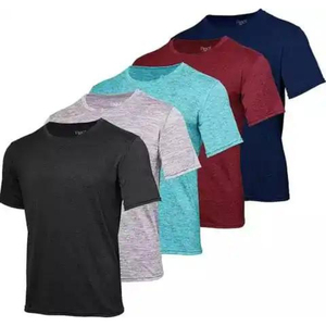 T-shirt à manches courtes pour homme, séchage rapide, col rond, couleur unie, coupe classique, tricoté en polyester - Product Image 2