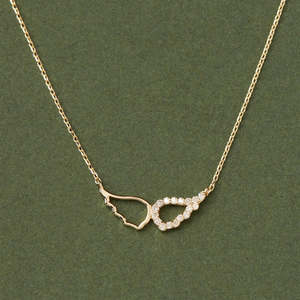 สร้อยคอจี้เพชรสีเหลืองทองสองชั้น - Product Image 1