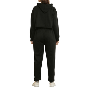 Conjunto Deportivo Premium para Mujer, Sudadera con Capucha Negra, Pantalones Jogger, Ropa Deportiva Informal para Invierno - Product Image 2