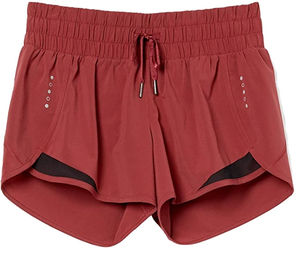 Shorts de course décontractés pour femmes, coupe standard, tissés, taille haute, style boardshorts, avec taille froncée, grandes tailles, qualité économique - Product Image 1