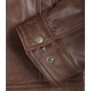 2026 OEM Hot Selling Brown Cowhide Leather <b>Jacket</b> For Men's Zipper Pockets 100%High Quality Low MOQ Winter Fashion <b>Heated</b> <b>Jacket</b> - Product Image 4