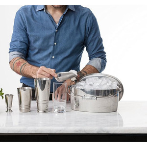 Luxury Mirror Polish Oval Stainless Steel Ice <b>Bucket</b> <b>With</b> <b>Lid</b> And Scoop Premium Party Champagne Wine Double Wall Beverage Tub - Product Image 5