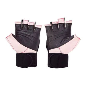 Gants de musculation unisexes en cuir à demi-doigts, rembourrés, respirants, avec support de poignet antidérapant pour l'entraînement sportif et la remise en forme - Product Image 1
