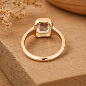 10k 14k 18k White Yellow <b>Rose</b> Solid Gold Fine Jewelry Ring With Cushion <b>Rose</b> Cut Lab Grown Diamond Bezel Setting Elegant Shape - Product Image 4