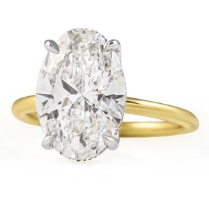 4.21 ct Oval Cut Diamond Engagement <b>Ring</b> Two Tone 4 Prong Solitaire <b>Ring</b> 18K Yellow Gold Slim Band Promise <b>Ring</b> IGI certified - Product Image 4