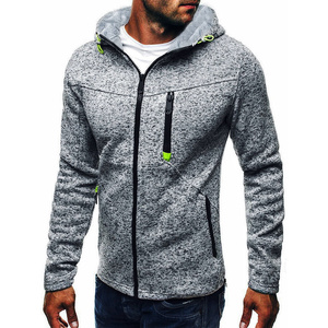 Ropa deportiva para hombre, Sudadera con capucha de Jacquard, cárdigan polar con capucha, gris claro, M - Product Image 1