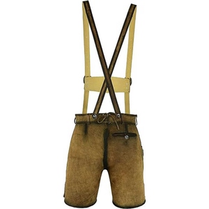 Sophisticated Womens Lederhosen Premium Suede Leather Shorts with Detailed Embroidery and Vintage Style Metal Buttons - Product Image 2