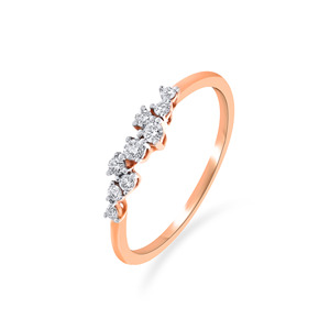 Bague de fiançailles haut de gamme pour femme, diamants ronds de 0,35 ct, or rose avec éclat fluide, prix de gros - Product Image 1