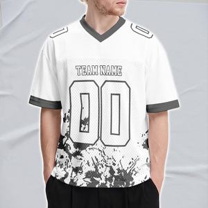 Custom <b>White</b> <b>Splash</b> Football Jersey Personalized Name Number Sublimated Mesh V-Neck Sleeveless Breathable Men's Team Uniform - Product Image 4