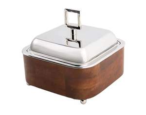 Mantequillera Cuadrada de Acero Inoxidable con Tapa y Base de Madera, Contenedor para Guardar Mantequilla en la Mesa de la Cocina con Cubierta - Product Image 1