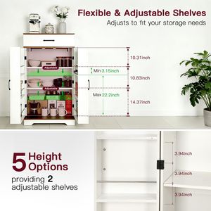 Armoire de cuisine moderne de style farmhouse, 47 pouces, en bois massif, pour rangement - Product Image 4