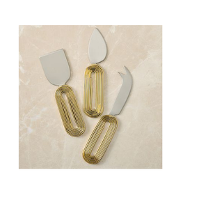 Stainless Steel <b>Cheese</b> <b>Set</b> Factory Wholesale Directly Brass Circle Handle Design Brass Butter Knife Wholesale Price - Product Image 3