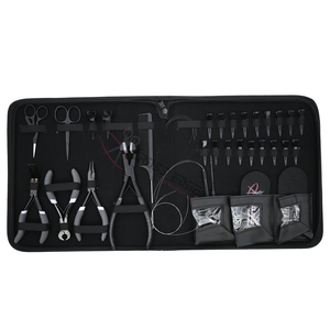 Kit de pinces professionnelles noires pour extensions capillaires avec pinces de pose et d'ouverture de micro-anneaux, coupe-fil et accessoires de sectionnement - Product Image 5