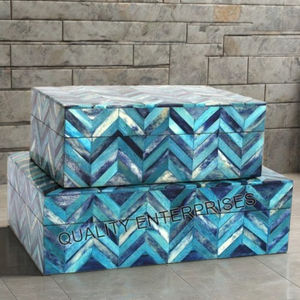 Boîtes en os incrustées écologiques et durables, design moderne, forme rectangulaire, pour installation sur table de salon - Product Image 5