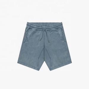 Short d'été respirant en coton délavé bleu pour homme Short de sport décontracté vintage à taille élastique - Product Image 1
