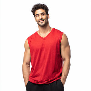 Chaleco sin mangas de punto 100% algodón con cuello en V para hombre, ropa deportiva, chaleco sin mangas para hombre, camiseta ajustada para fitness y musculación para hombre - Product Image 6