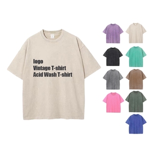 T-shirts en coton délavés à l'acide pour hommes, style streetwear hip-hop, logo personnalisé, vente en gros, fournisseur en gros - Product Image 1