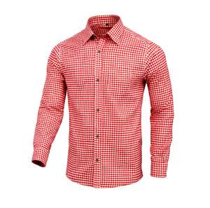 <b>Men</b>’s Traditional <b>Red</b> Bavarian Oktoberfest Trachten <b>Shirt</b> Breathable Cotton Long Sleeve S to 4XL - Product Image 1