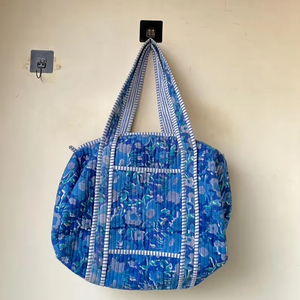 Wholesale Solid Color Quilted Lightweight Open Tote Bag <b>Large</b> Capacity Cotton Shoulder Handbag Soft Cotton Lining for Women - Product Image 2