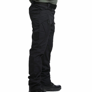 Pantalones Cargo Casuales 100% Algodón Ligeros de Corte Recto, Cintura Media con Botones, Cintura Elástica, Frente Plano, Tejido Oxford Liso Teñido - Product Image 1