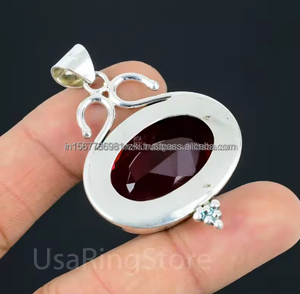 Collar de lágrima de granate de estilo bohemio, colgantes de plata de ley hechos a mano, regalo del Día de la madre para ella - Product Image 5