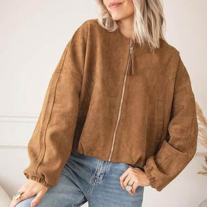 Chaqueta de Cuero Sintético para Mujer, Invierno, Color Sólido, Cierre Frontal con Cremallera, Resistente para Uso Diario y Viajes, Cómoda - Product Image 2