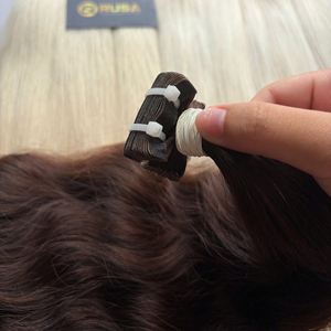 Extensiones de Cabello Humano RUSA con Cinta Adhesiva, Color Marrón Oscuro, Ondulado Natural, Textura Personalizada, Tamaño 1x4cm, Para Uso Personal - Product Image 2