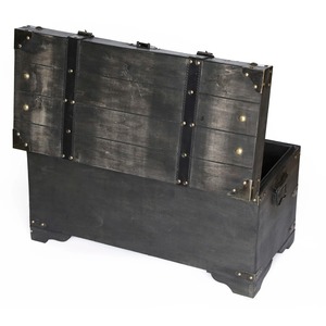 Classic Black Wooden Trunk <b>Box</b> Vintage Style Storage Chest For Clothes Wardrobe Storage Blanket And Bedding Organizer From India - Product Image 2