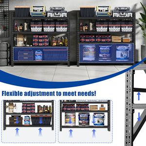 Étagères de garage robustes, capacité de 5000 lb, unité de rangement métallique réglable à 4 niveaux, 63H x 67W x 23.7D - Product Image 6