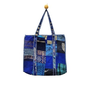 Bolso Tote Acolchado Vintage de Seda para Mujer, Bolso de Hombro para Compras, Estilo Hippie Bohemio Chic, con Cierre de Cremallera y Cadenas - Product Image 1