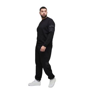 Mens Grey and <b>Charcoal</b> Two-Tone Full-Zip Hooded Sweatshirt and Matching <b>Jogger</b> Pants Tracksuit OEM ODM Wholesale Apparel - Product Image 4