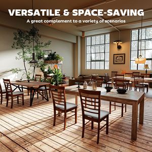 Set di 2 sedie da pranzo in legno marrone scuro e beige, stile rustico, sedie imbottite da cucina con struttura in legno di gomma - Product Image 6