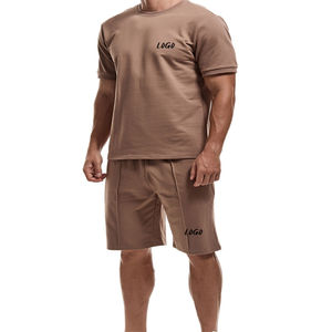 Ensemble décontracté d'été pour hommes : T-shirt à manches courtes et short, couleur unie, grande taille, séchage rapide, 100 % coton respirant, 2 pièces - Product Image 5
