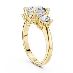 Ensemble de bagues tendance en diamant de laboratoire 2,5 carats, or jaune 18 carats plaqué rhodium, pierre latérale 1 carat, pour fiançailles, mariage, soirée, ou cadeau - Product Image 1