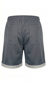 Shorts décontractés pour hommes en mélange de coton, taille élastique, style streetwear, logo personnalisé, fournisseur en gros - Product Image 3