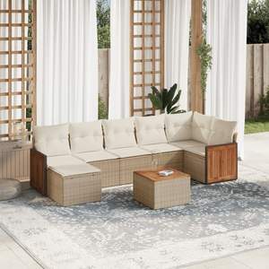 Conjunto de Sofás Modulares de Ratán Sintético PE Beige para Jardín, Diseño Modular Conveniente para Espacios Exteriores - Product Image 1