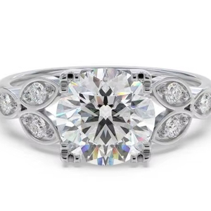 Designer Vintage Round <b>Diamond</b> <b>Ring</b> 0.75 Ct Lab Grown <b>Diamond</b> In 18K Yellow White Rose Gold And Platinum - Product Image 1