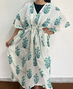 Vestido Kaftán de Algodón Estampado para Mujer con Elegantes Estampados Étnicos y Comodidad Fluida - Product Image 1