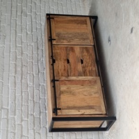 Meuble buffet en bois de manguier massif sculpté à la main, finition mate antique industrielle, 3 tiroirs, pour salon, vente chaude