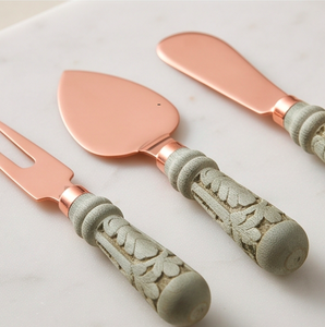 Ensemble de 4 couteaux à fromage en cuivre avec manches en céramique, fourchette à fromage, outils de service, ustensiles de cuisine - Product Image 3