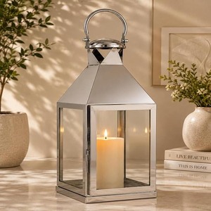 Stainless Steel Decorous Silver <b>Candle</b> <b>Lantern</b> Handcrafted Diwali Home Decor <b>Candle</b> Holder Diwali Decor <b>Lantern</b> - Product Image 1