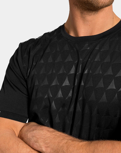 Nueva Camiseta de Fútbol Sublimada con Estampado Geométrico Negro para Hombre, Manga Corta, Absorbe la Humedad, Ajuste Atlético, Cuello Redondo, Ropa Deportiva - Product Image 3